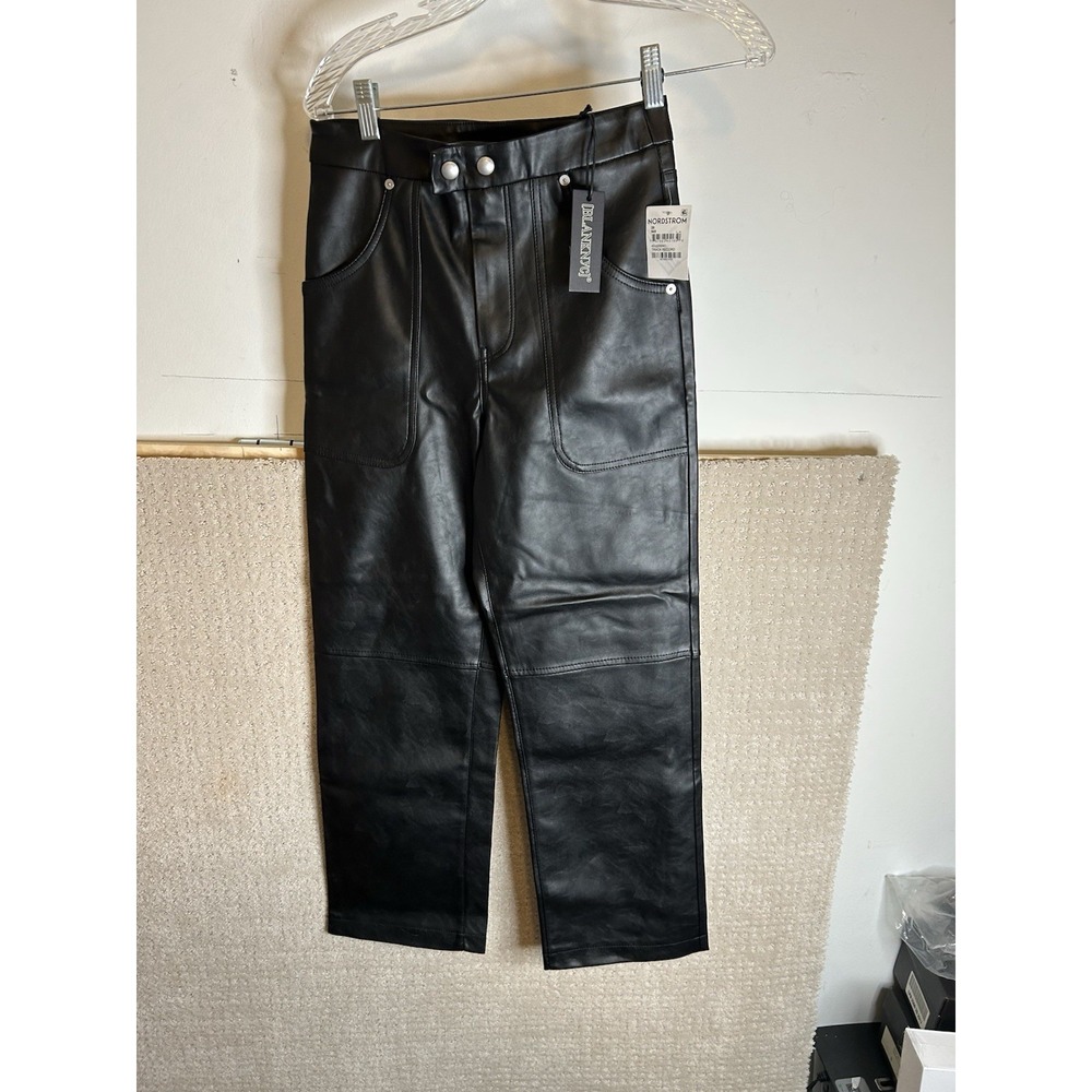 Blank NYC Baxter Ribcage Faux Leather Trousers in Track Record Sz 26